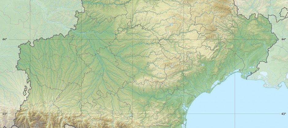 carte physique de la région midi-pyrénées languedoc roussillon
